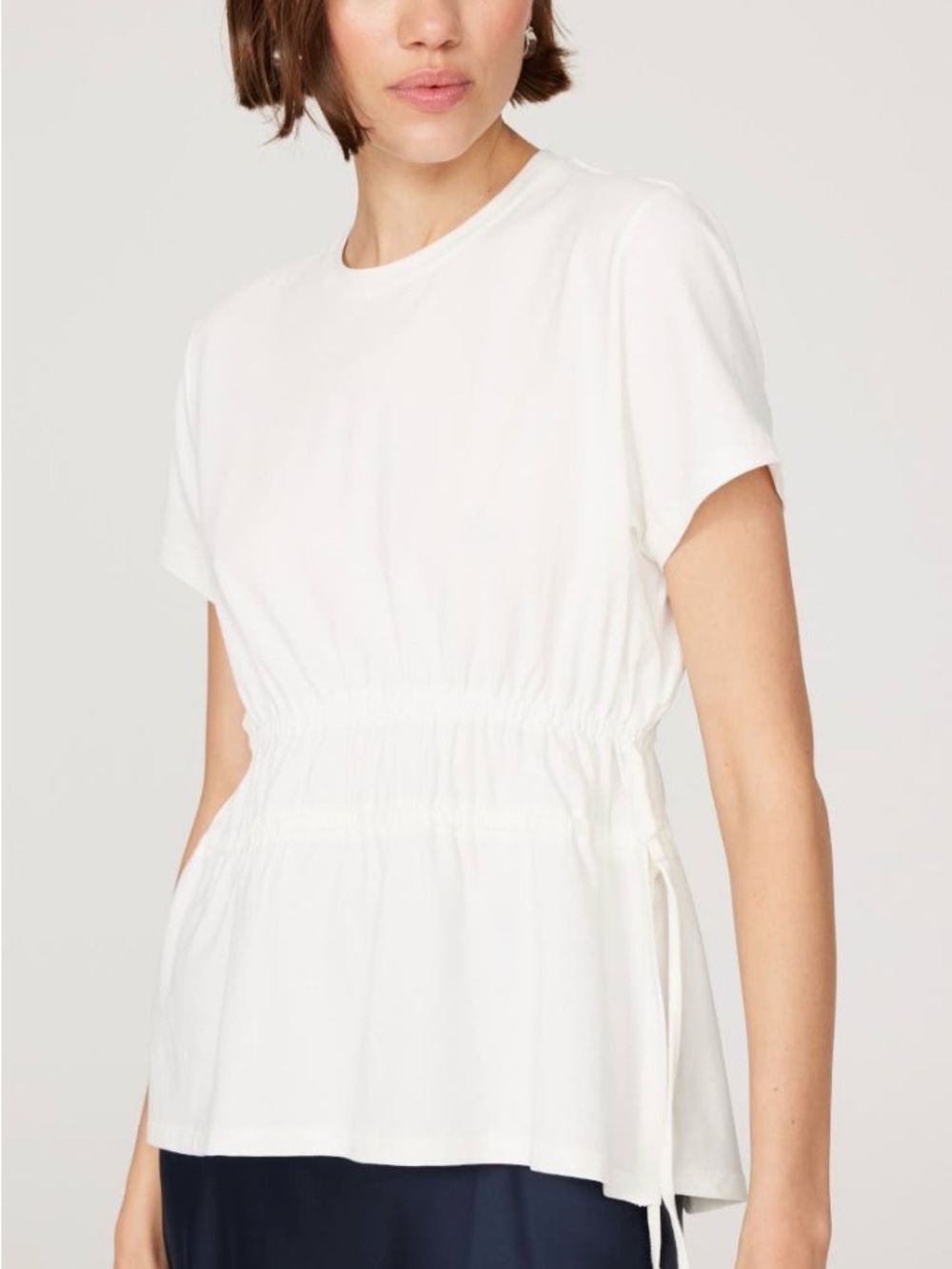 Proenza Schouler White Label Cinched Short Sleeve Top with Side Ties